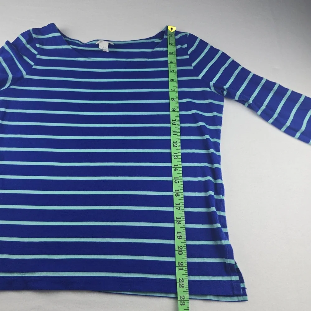 Club Monaco -632 Striped Top Boat Neck 3/4 Sleeve Casual Blue T-Shirt‎ Large